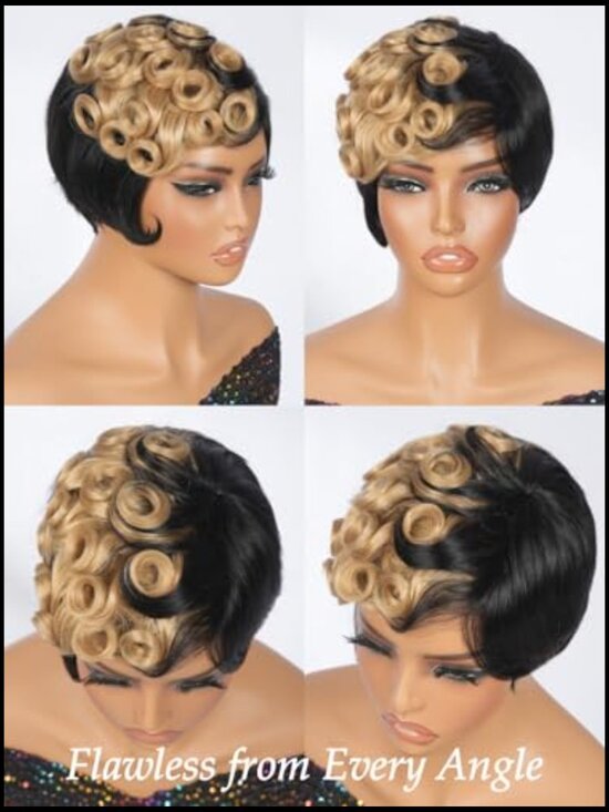 Short Pixie Wig Human Hair Glueless Wear and Go Layered with Bangs Natural Look main image 7